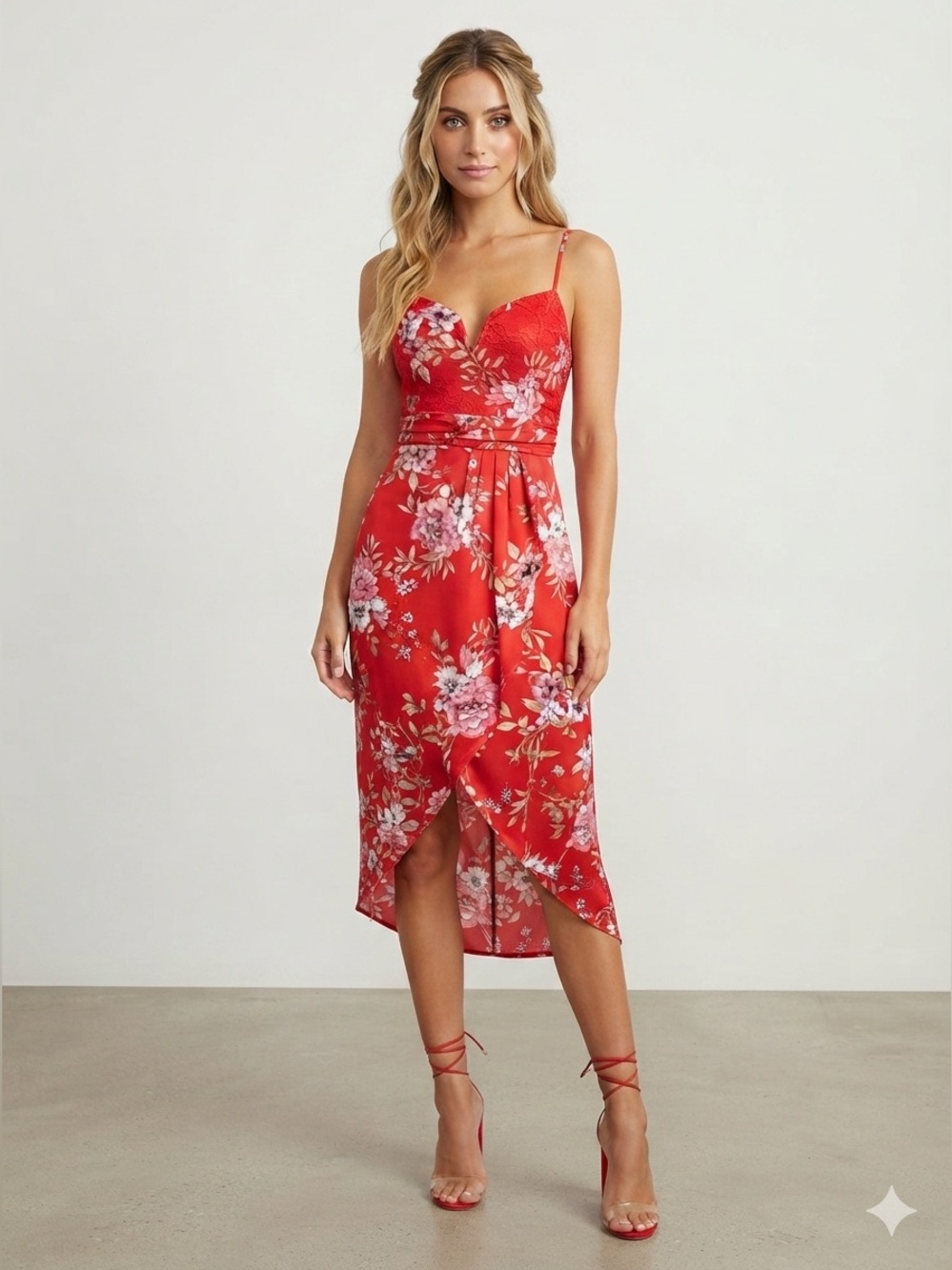 Lulu's NWT  “My Favorite Day” Regency core  Romantic Tulip Skirt Midi Dress